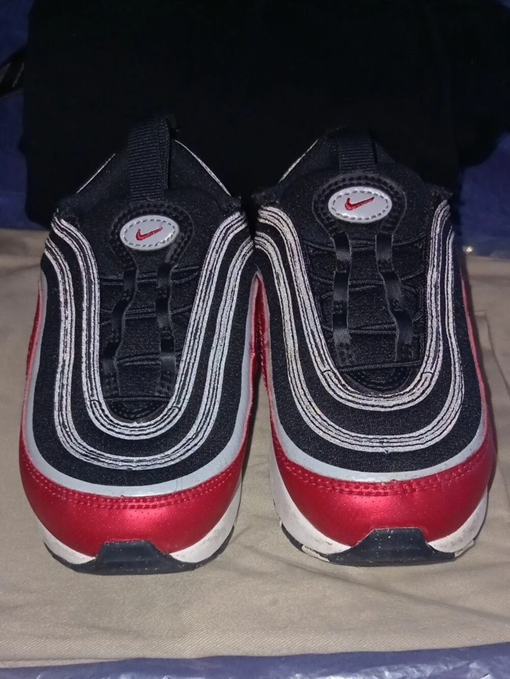 Nike Air Max Kids' Black and Red Slip-On Sneakers